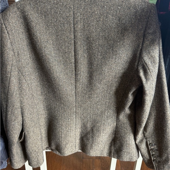 Womn’s Josephine Chaus Women's Tan Herringbone Blazer with Black Collar 12P - Picture 2 of 11